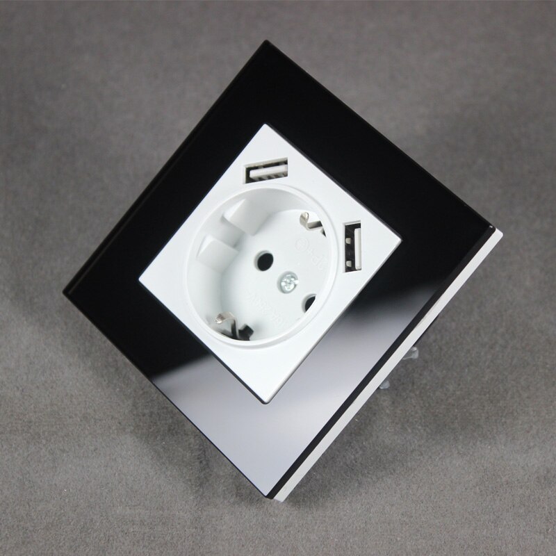 Usb Muur Socket Dubbele Usb Poort 5V 2A Usb Zwart Grandado