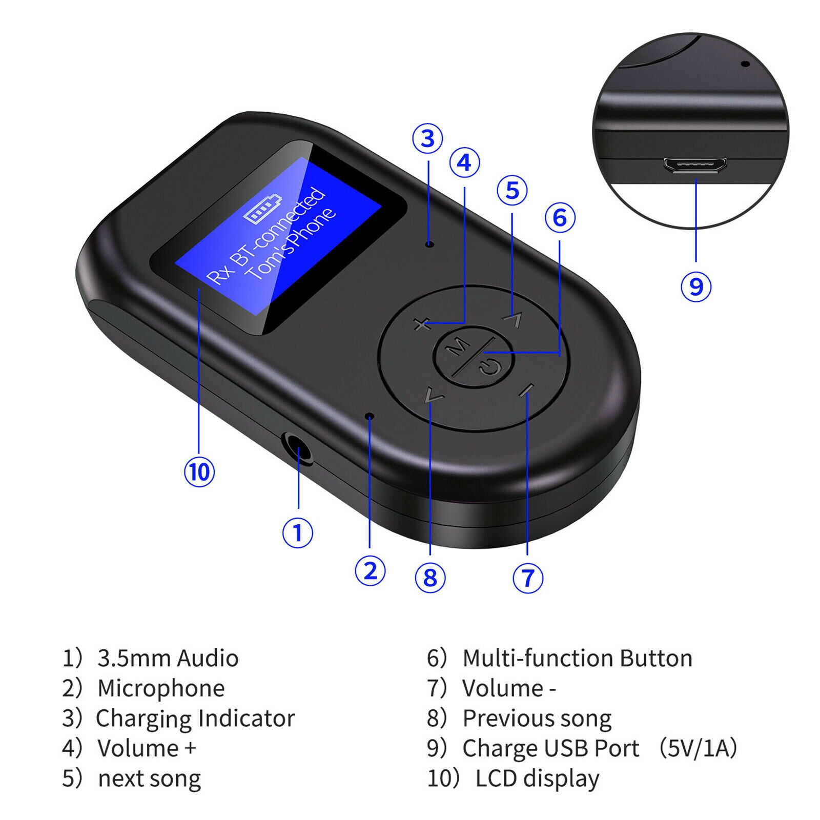 Transmetteur récepteur Audio sans fil adaptateur 3 en 1 Bluetooth 5 0