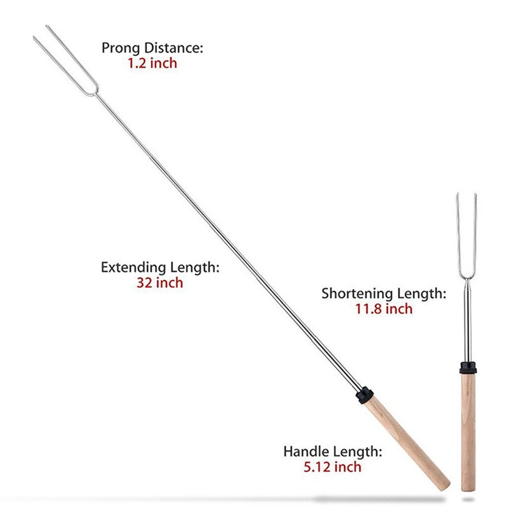 Pc Stainless Steel Barbecue Fork Adjustable Woode Grandado