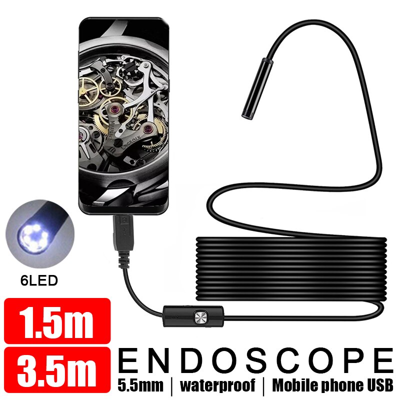 Endoscopio USB de 1 5 3 5 M 5 5 MM con cámara endo Grandado