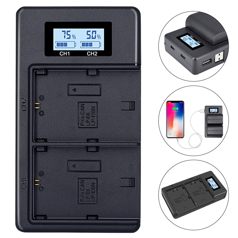 Lp E Battery Charger Lcd Dual Charger For Canon E Grandado