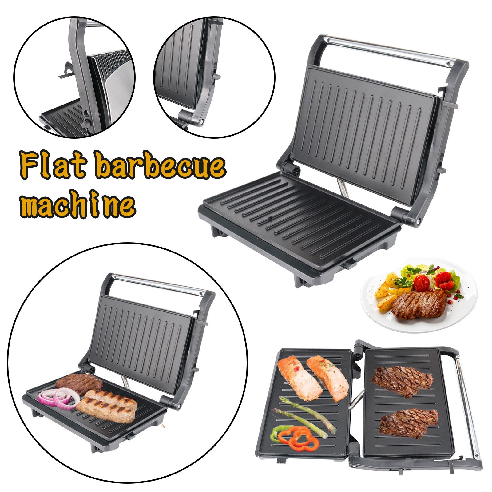 Non Stick Rookloze Indoor Kookplaat Grill Multifun Grandado