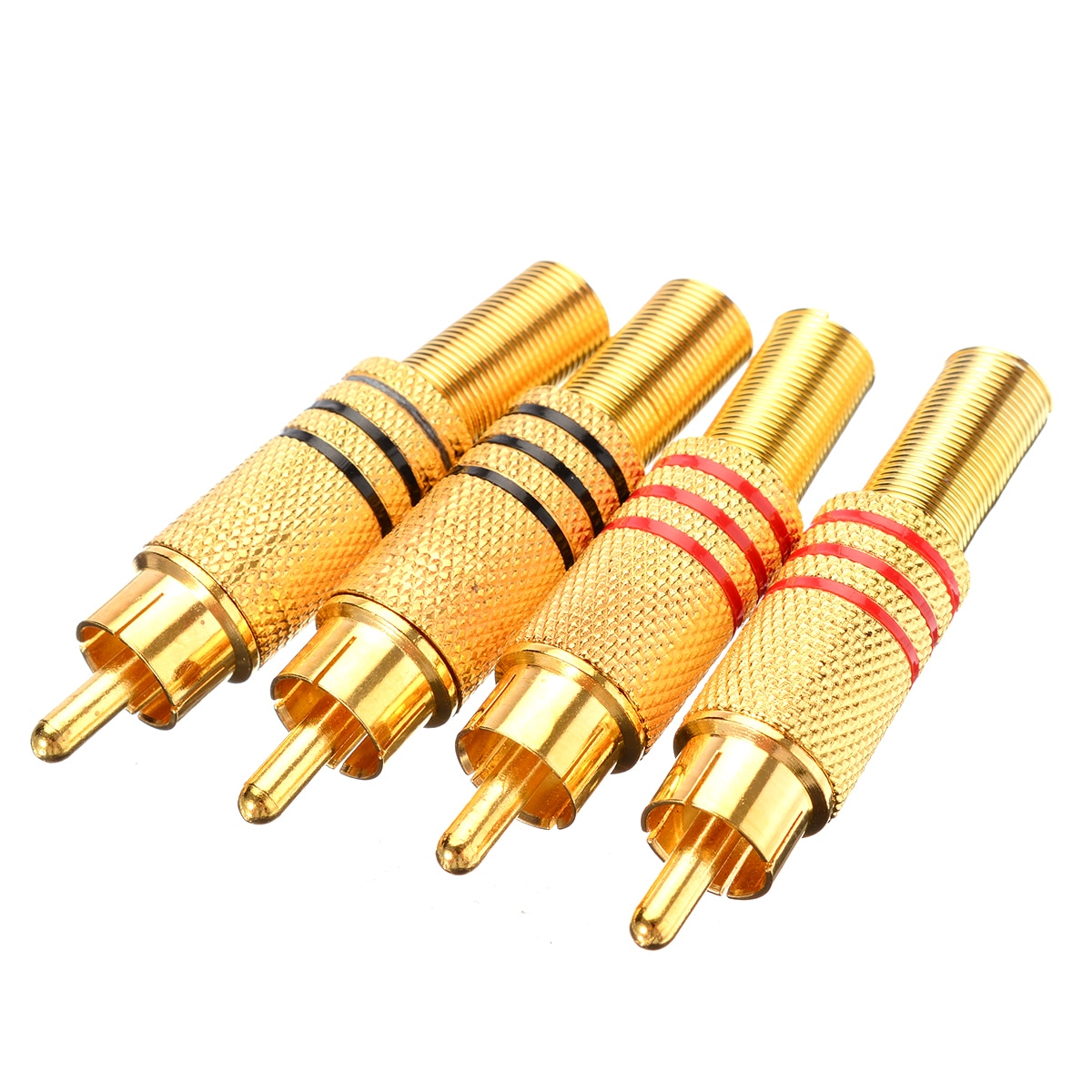 4Pcs Gold Plated RCA Connector RCA Phono Male Plug Solder Audio Video