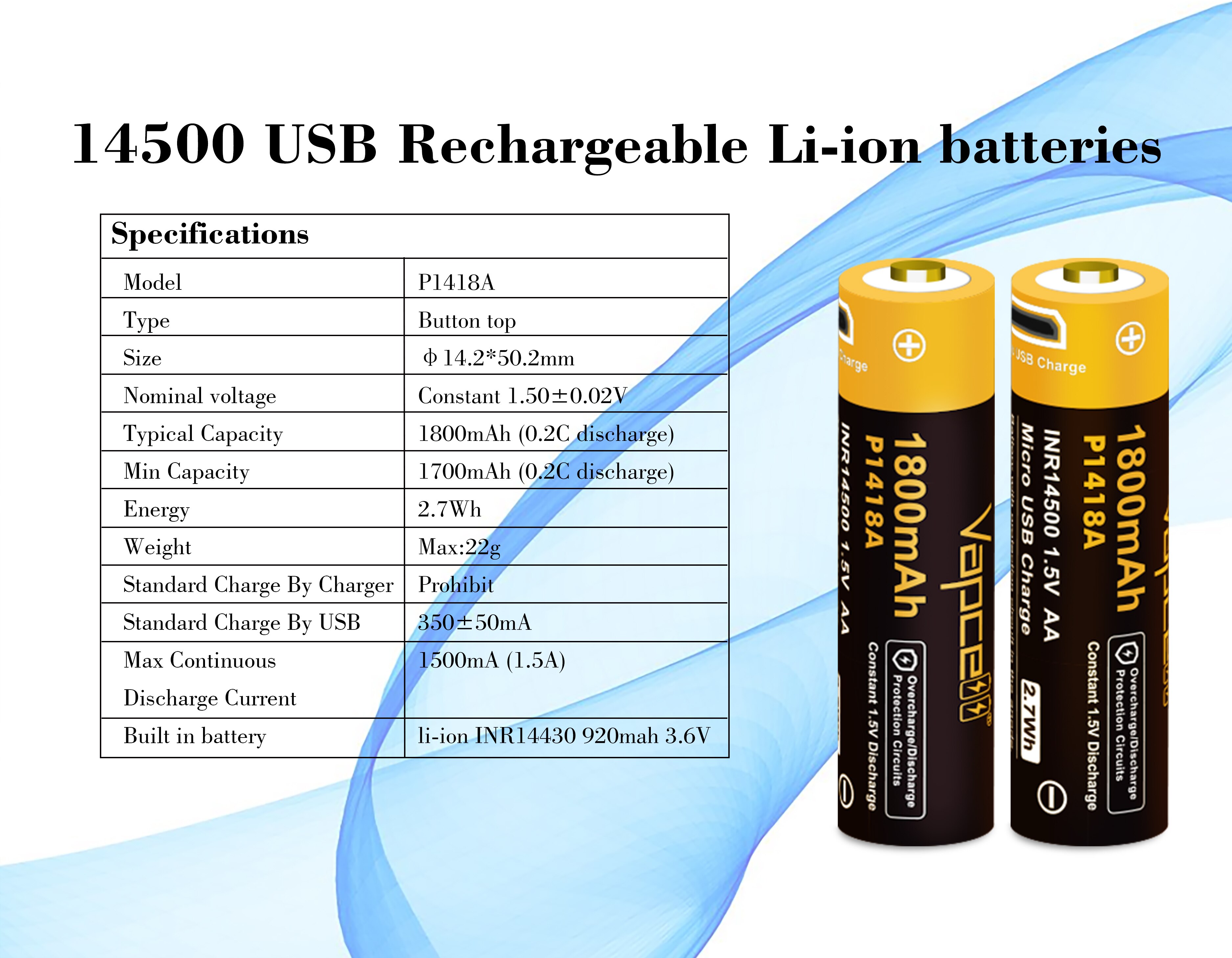 Vapcell Original 14500 Aa 1 5v 1800 Mah Batterikna Grandado