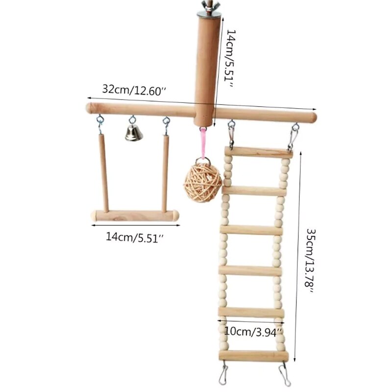 Vogelkooi Stand Play Gym Baars Speeltuin Klimmen Ladder Swing Rotan Bal