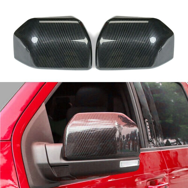 2Pcs Carbon Fiber Style Side Rear View Mirror Cover Trim For Ford F 150