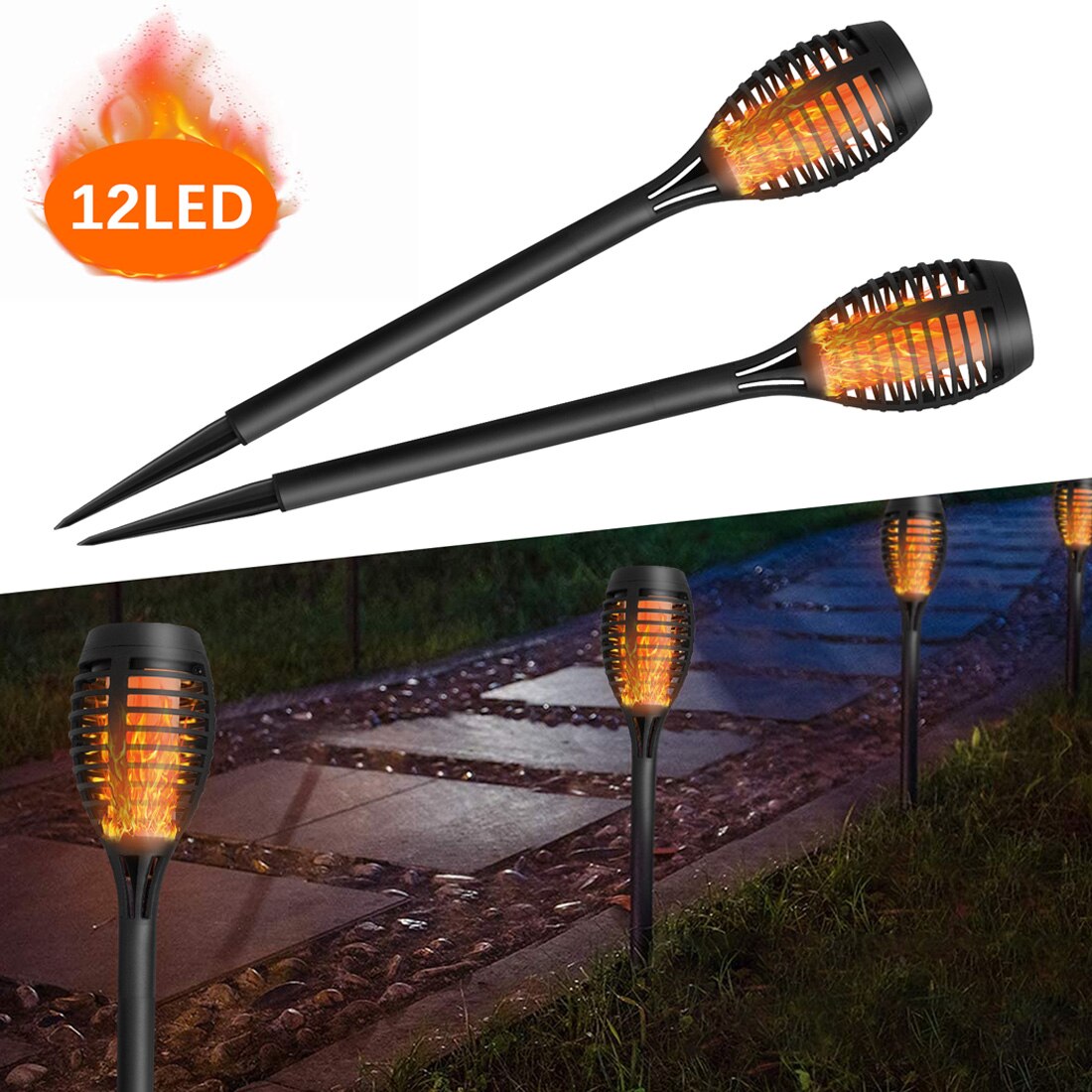 LED Solar Flamme Lampen Draussen Solar Garten Li Grandado