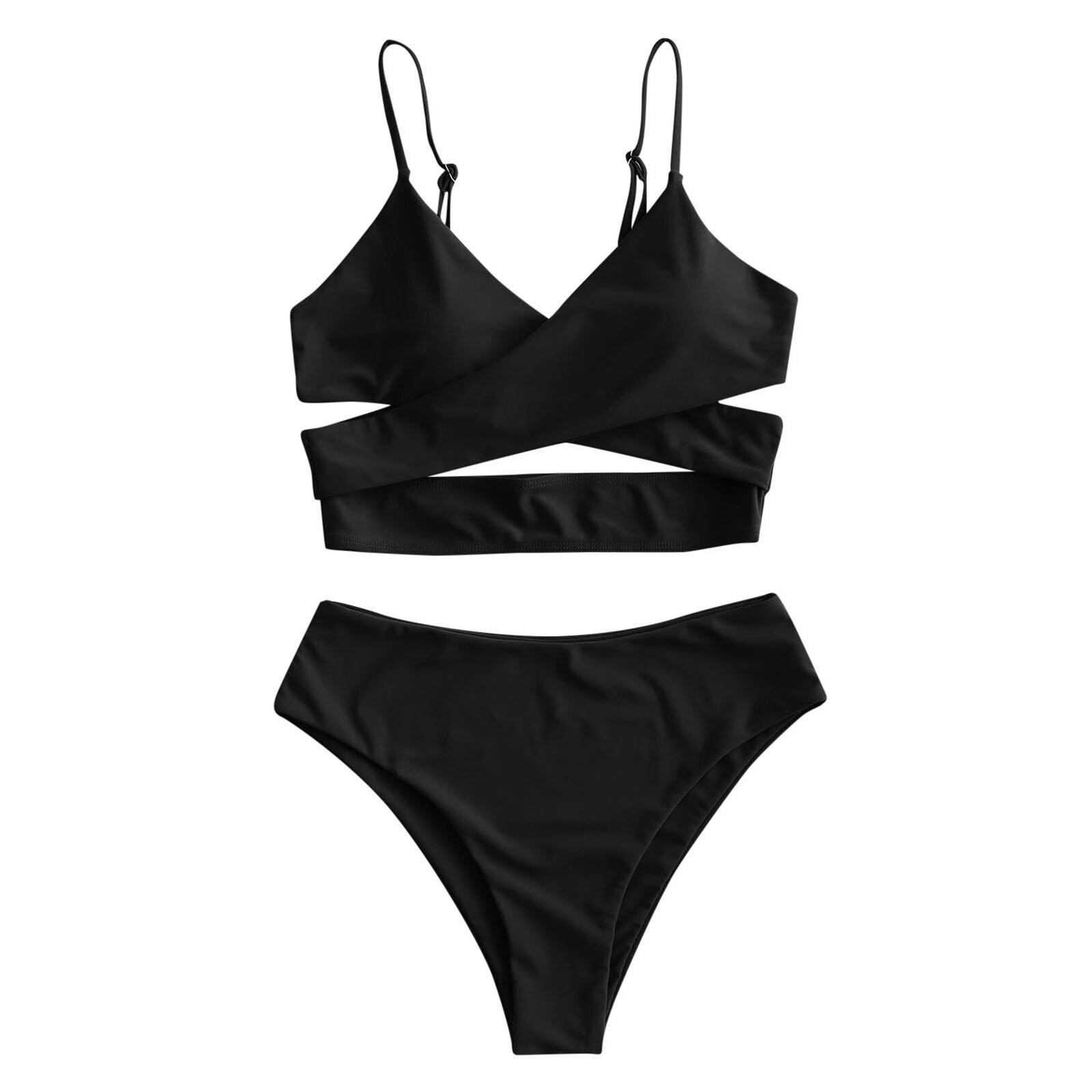 Sexy Beach Bikini Set Effen Kleur Hoge Waiste Grandado