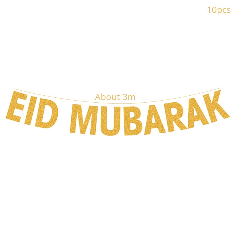 Eid Mubarak Papier Banner Goud Zwart Ramadan Decor Grandado