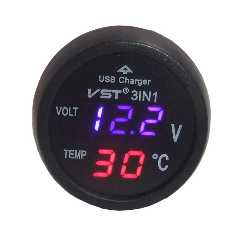 In Digitale Led Auto Voltmeter Thermometer Auto Usb Lader V V