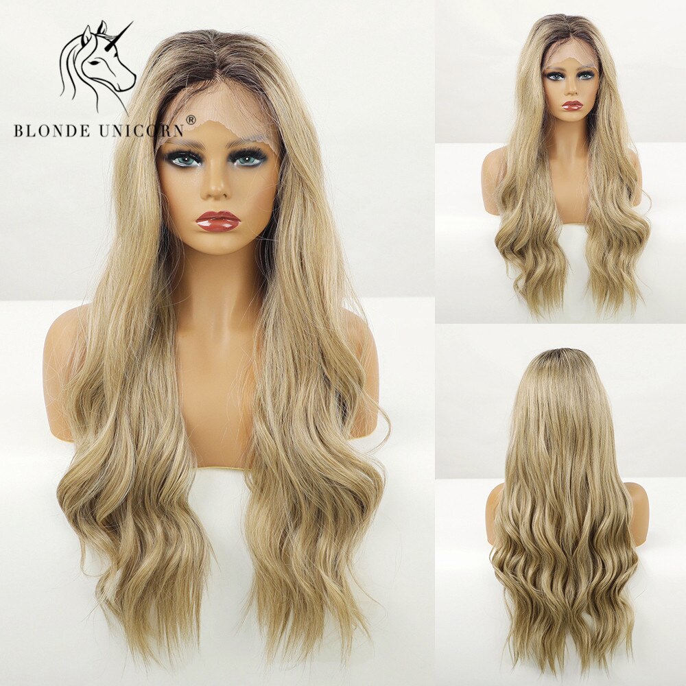 Blonde Eenhoorn Lange Golvende Synthetische Lace D Grandado