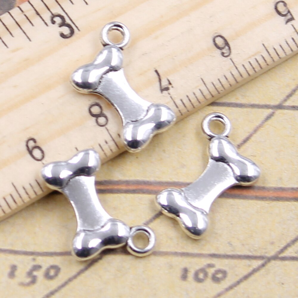 20Pcs Charms Hond Bone 14X9Mm Antiek Zilver Kleur Grandado