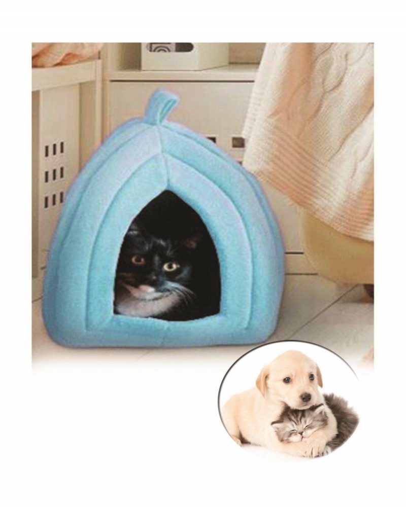 Cama Polar Para Mascotas Gato Y Perro Color Azul Grandado