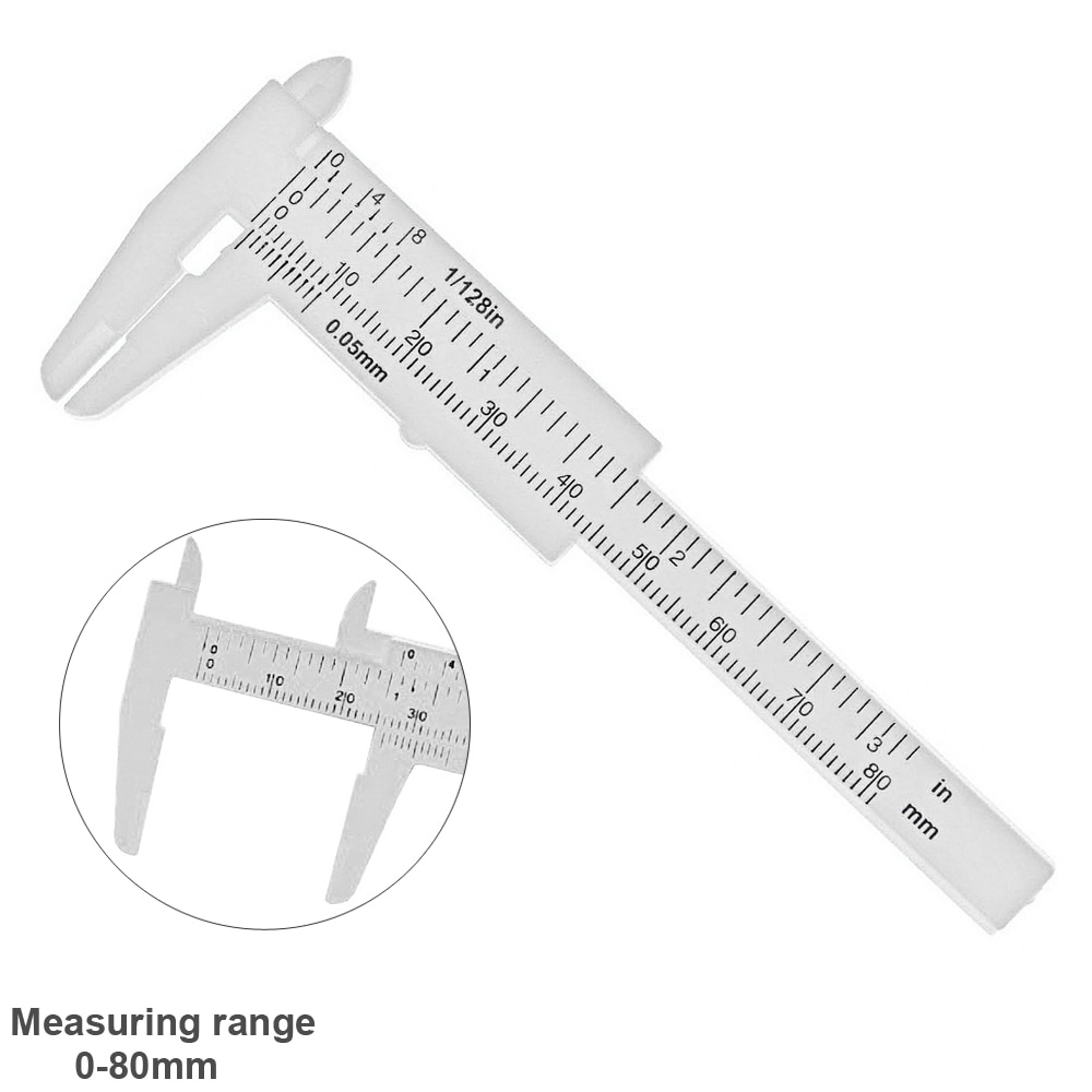 0 80mm Double Scale White Plastic Vernier Caliper With Mini Measurement