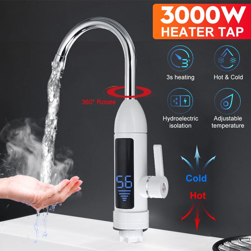 3000W Instant Tankless Electric Water Heater Faucet Temperature Display