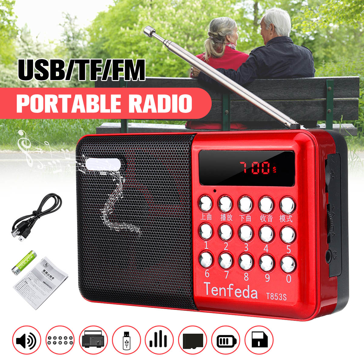 Mini Ta Nabilir Radyo El Dijital Fm Usb Tf Mp A Grandado