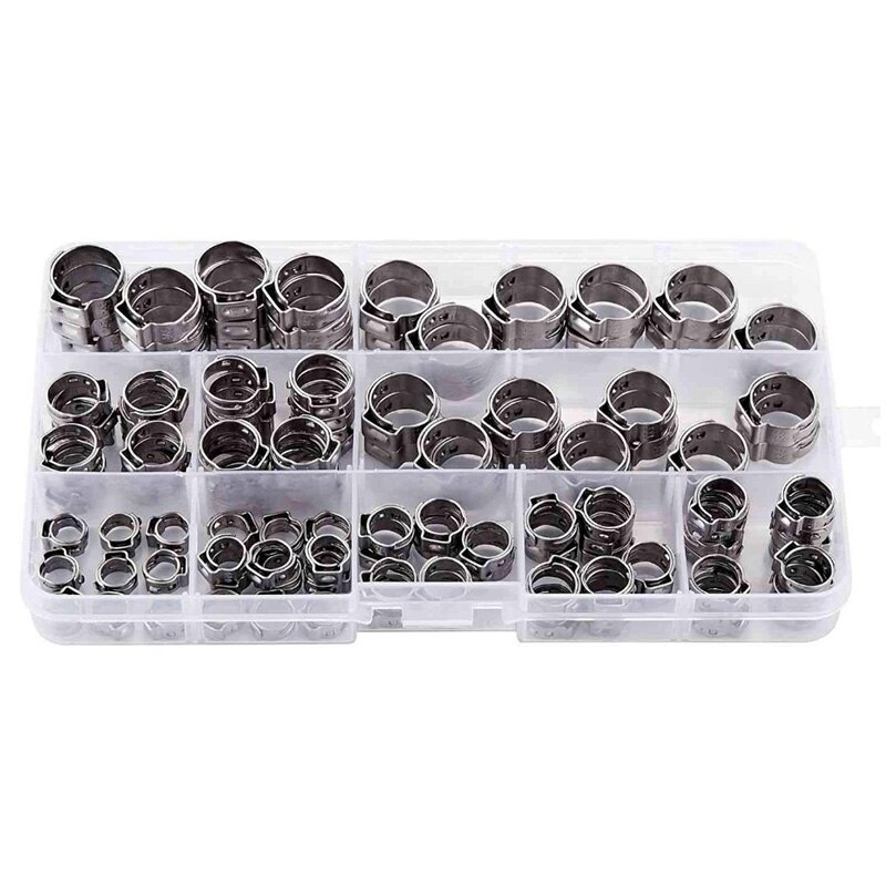 304 Stainless Steel Single Ear Hose Pipe Tubing Clips Clamp Cinch Rings