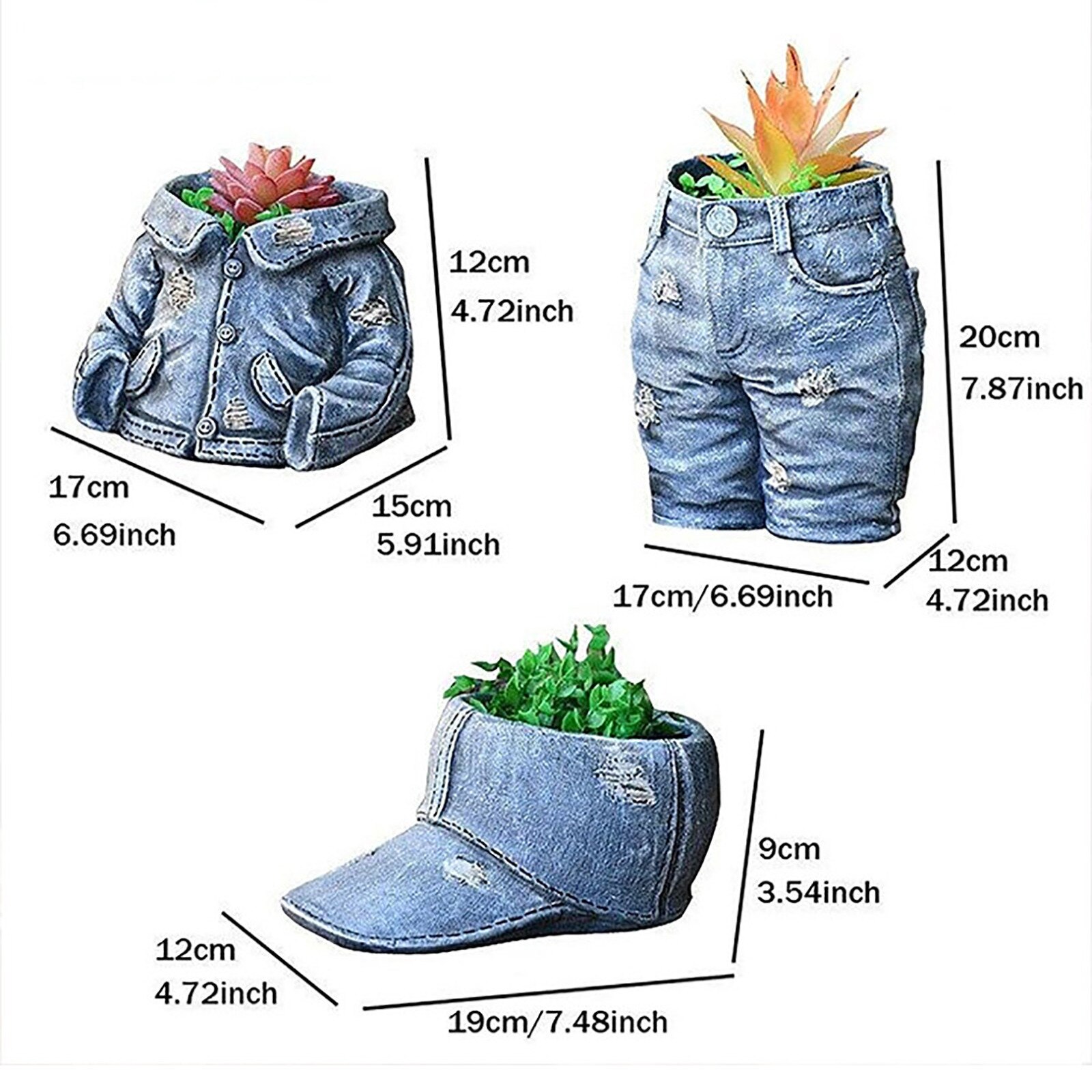 Denim Clothes Flower Pots Decoration Resin Flower Vicedeal