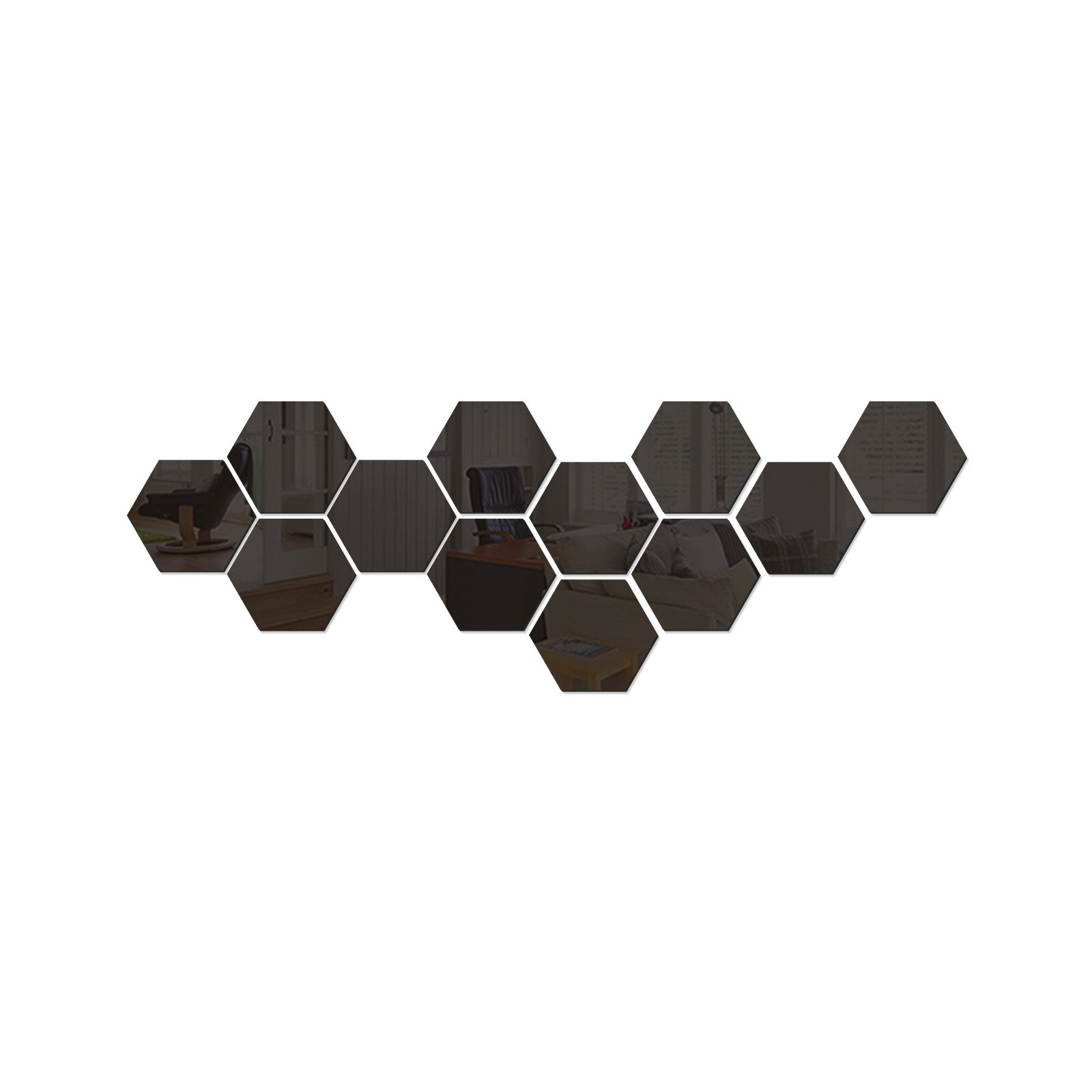 12Pcs 3D Spiegel Hexagon Vinyl Zelfklevende Muurst Grandado