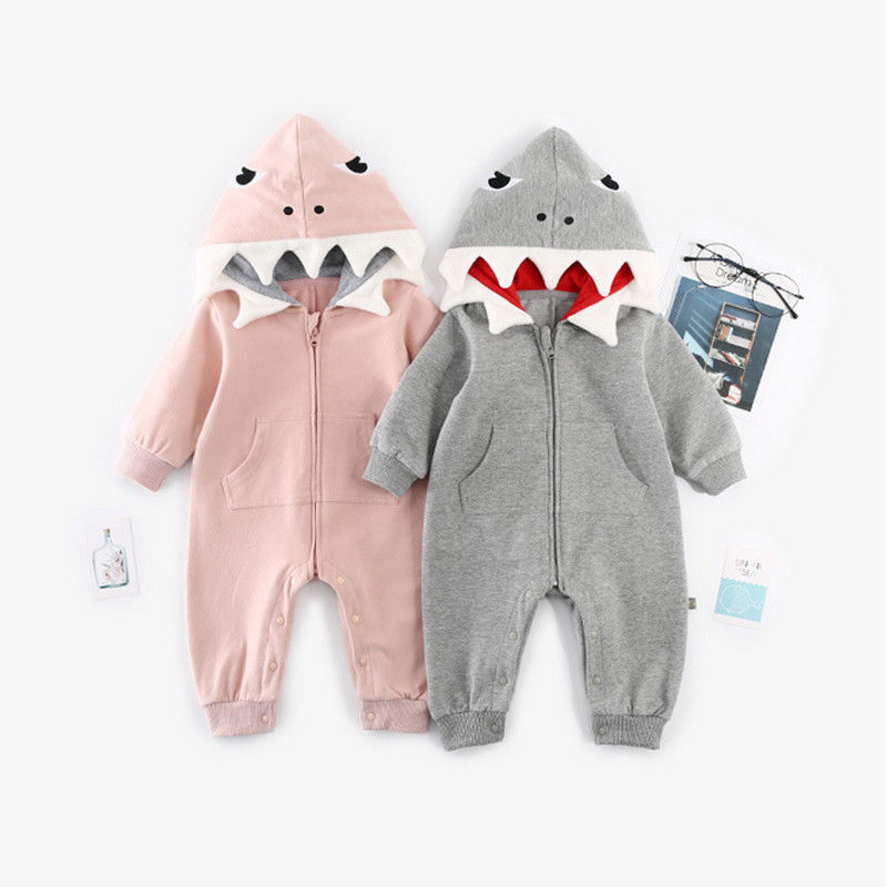 Schattige Baby Jongen Meisje 3D Shark Romper Jumps Grandado