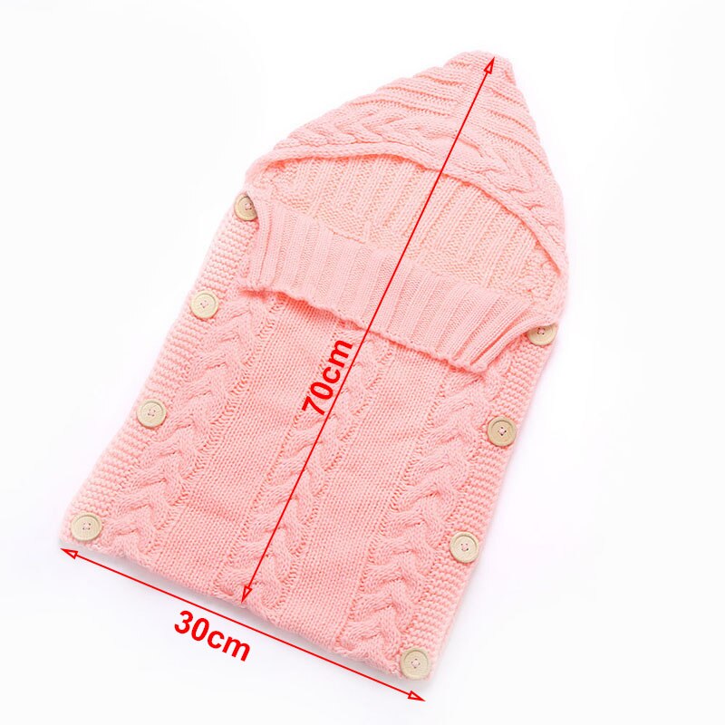 Pasgeboren Baby Inbakeren Deken Brei Haak Winter Warm Hooded Slaapzak