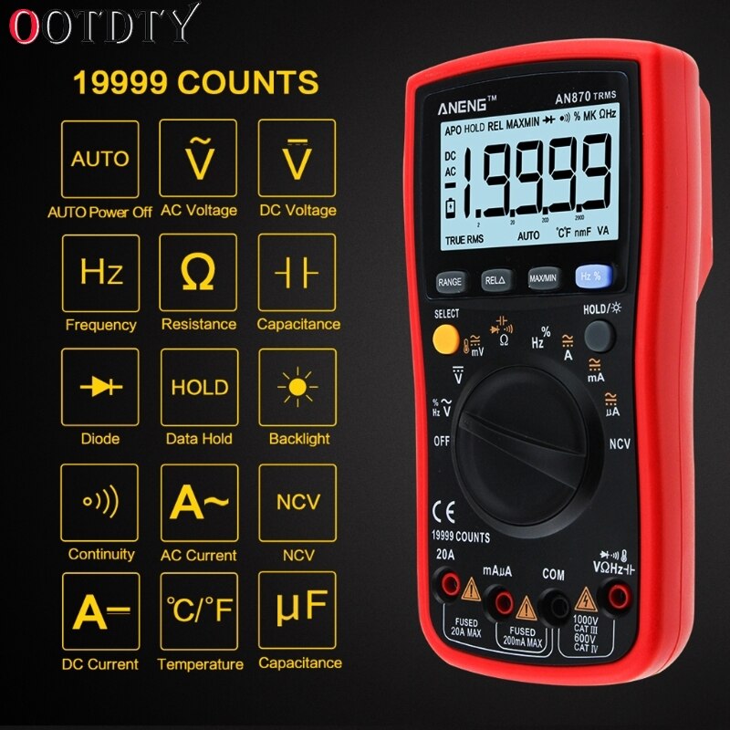 OOTDTY AN870 19999 COUNTS Digital Multimeter True Grandado