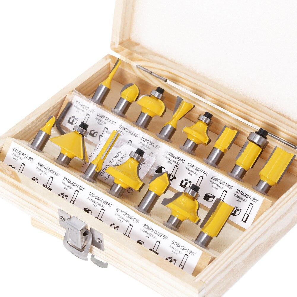 15Pcs 8Mm Schacht Router Bit Set Frees Voor Houtbe Grandado