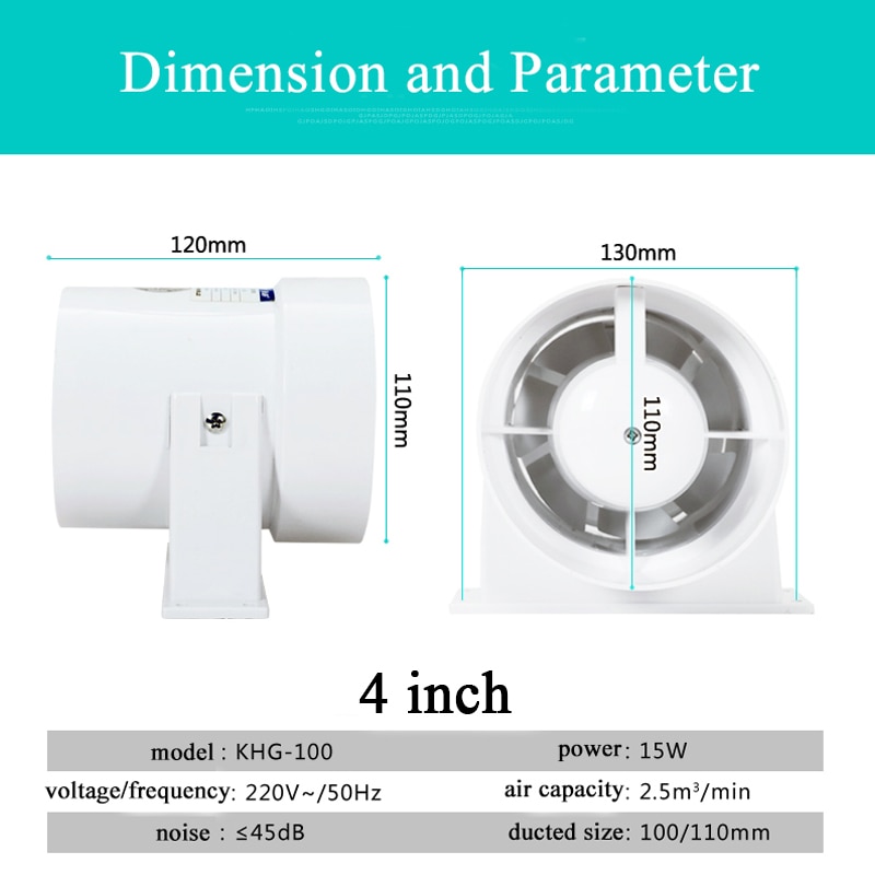 4 inç inline kanal fan boru sıkacağı egzoz fanı mini havalandırma fanı