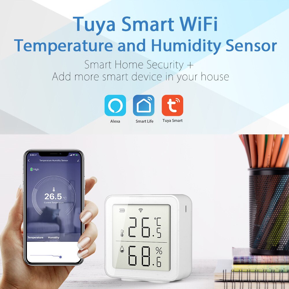 Tuya Wifi Temperatur Och Fuktighetssensor Smart H Grandado