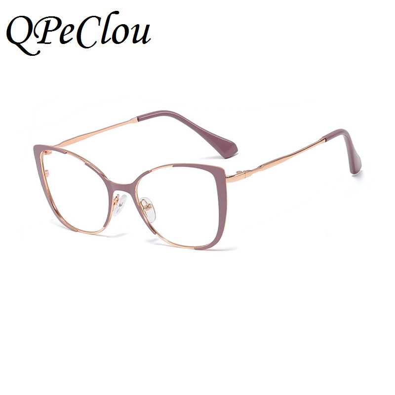 Qpeclou Unieke Vintage Cat Eye Bril Vrouwen Retro Metalen Cateye