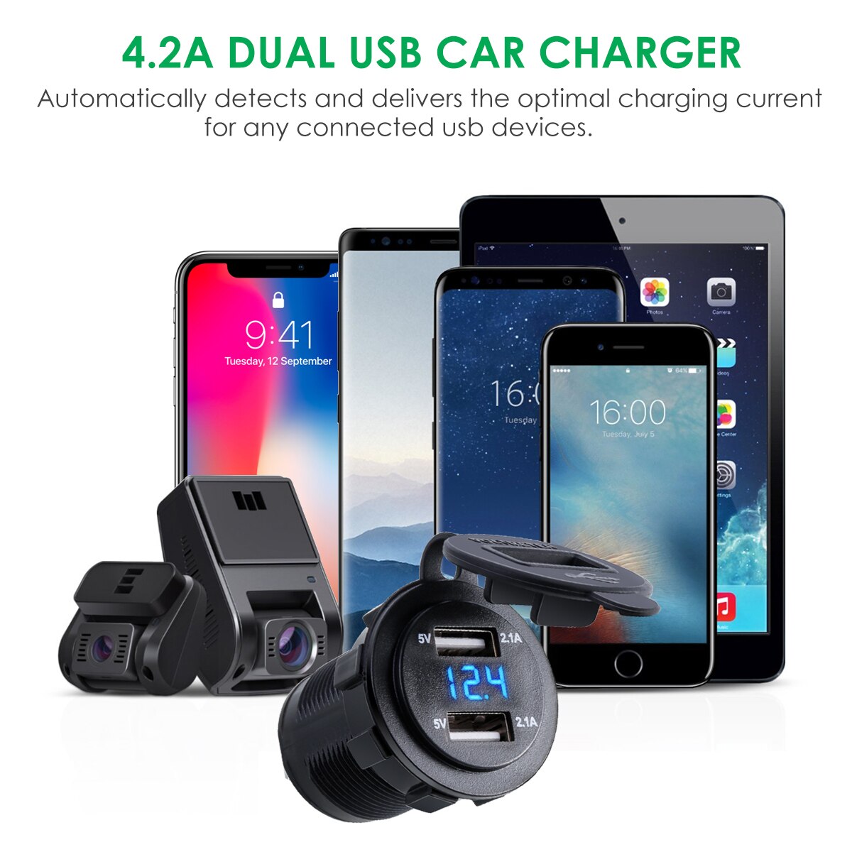 4 2A Dual USB IC Smart Charger Socket Waterdichte Grandado