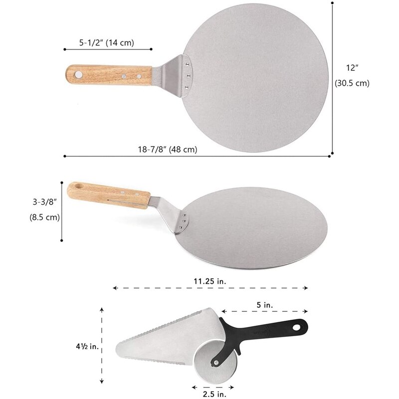 12 Inch Pizza Peel Stainless Steel Pizza Cutter Sh Grandado