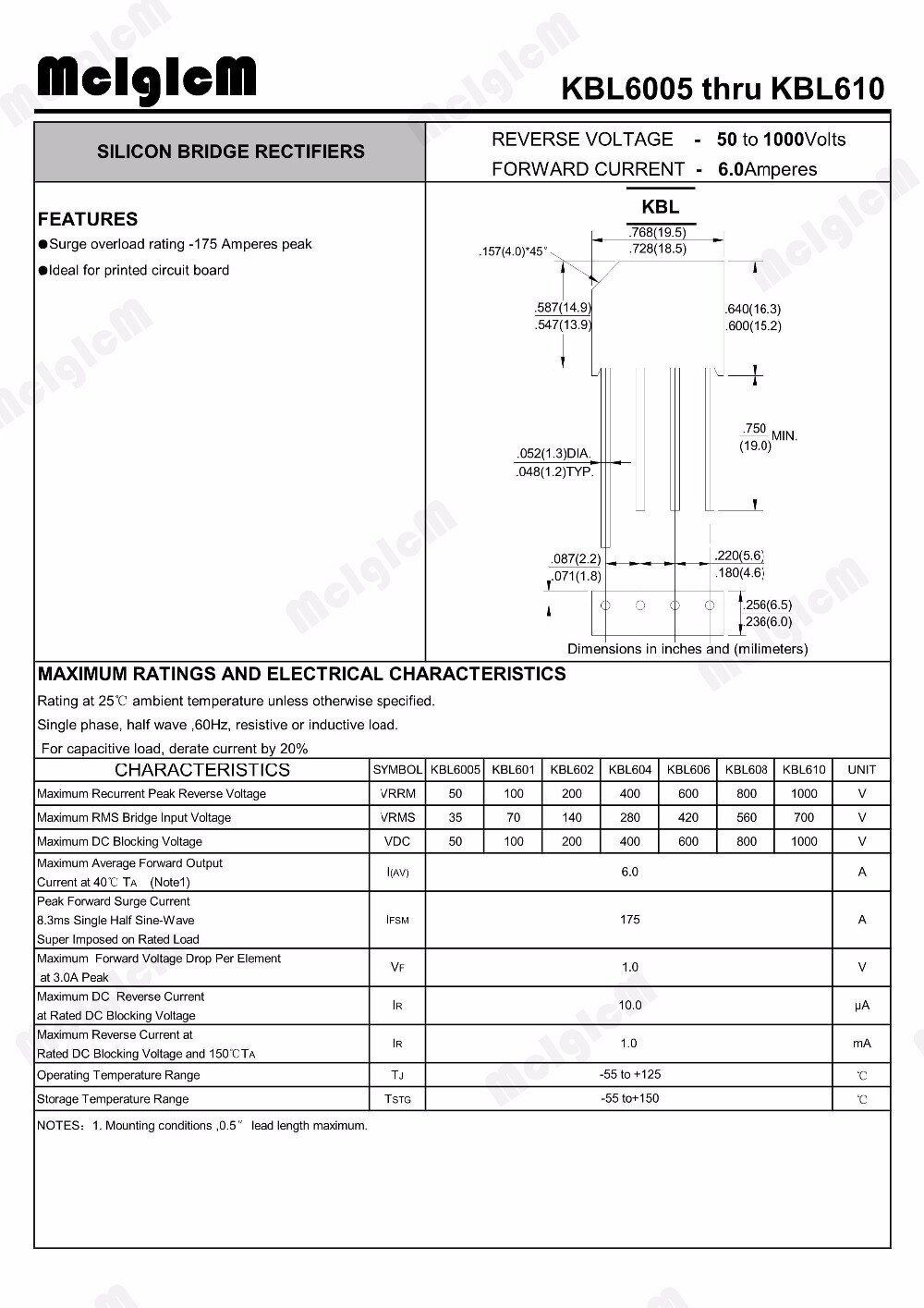 Mcigicm Pcs A V Diode Bridge Rectifier Kbl Grandado