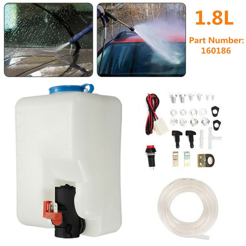 12V Universal Car Windshield 1 8L Washer Reservoir Pump Bottle Kit With