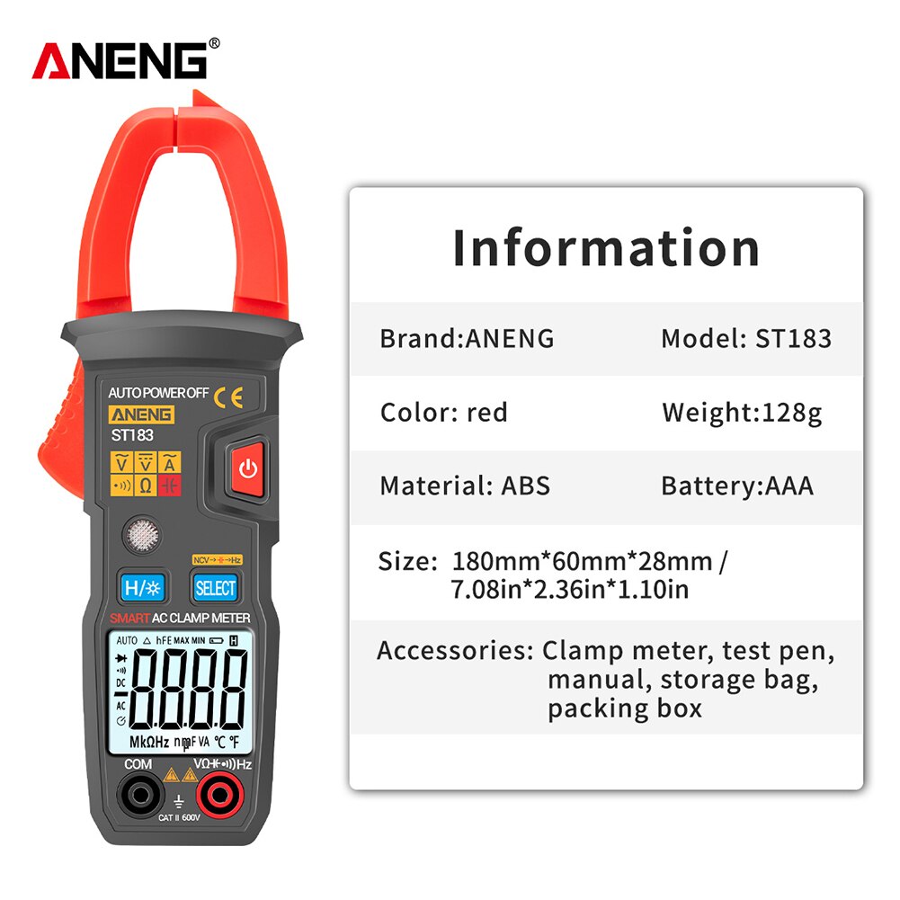 Aneng St Digital Clamp Meter Ac Current Counts True Rms