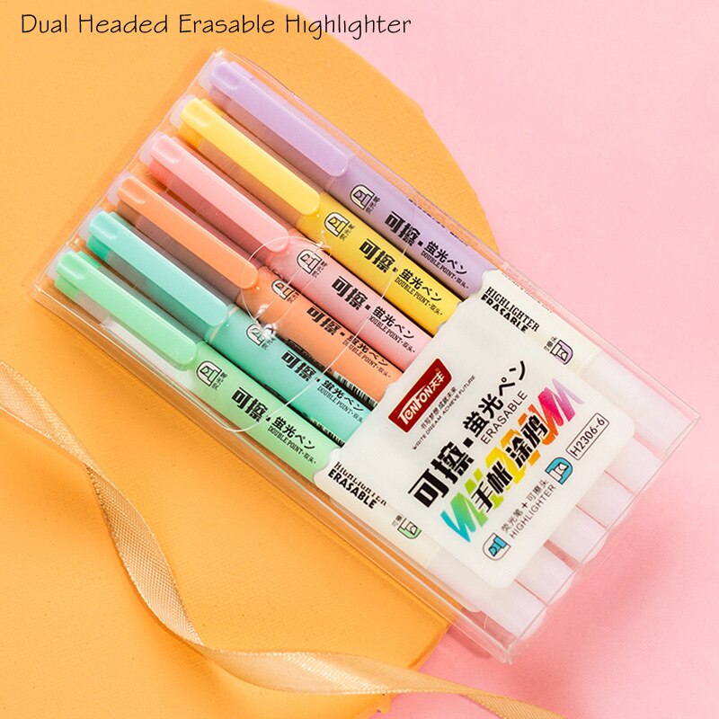 6 farbe Löschbaren Textmarker Stift Dual geleitet Grandado