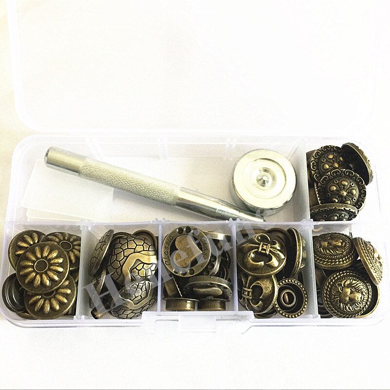 Sets Buttons Metal Snap Fastener Press Stud Buttons Poppers Leather