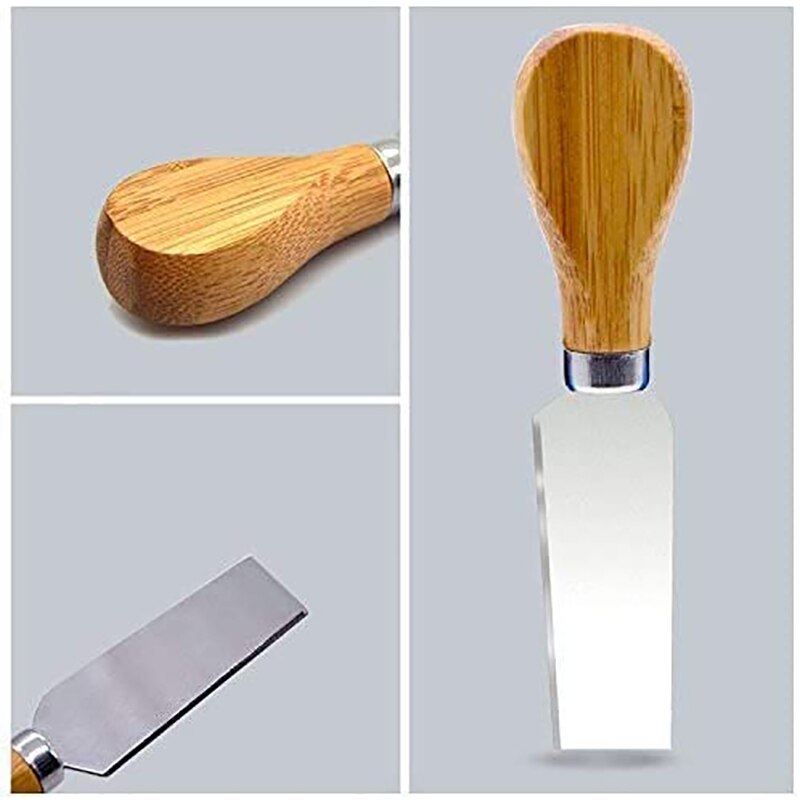 4 Pieces Set Cheese Knives With Bamboo Wood Handle Steel Stainless