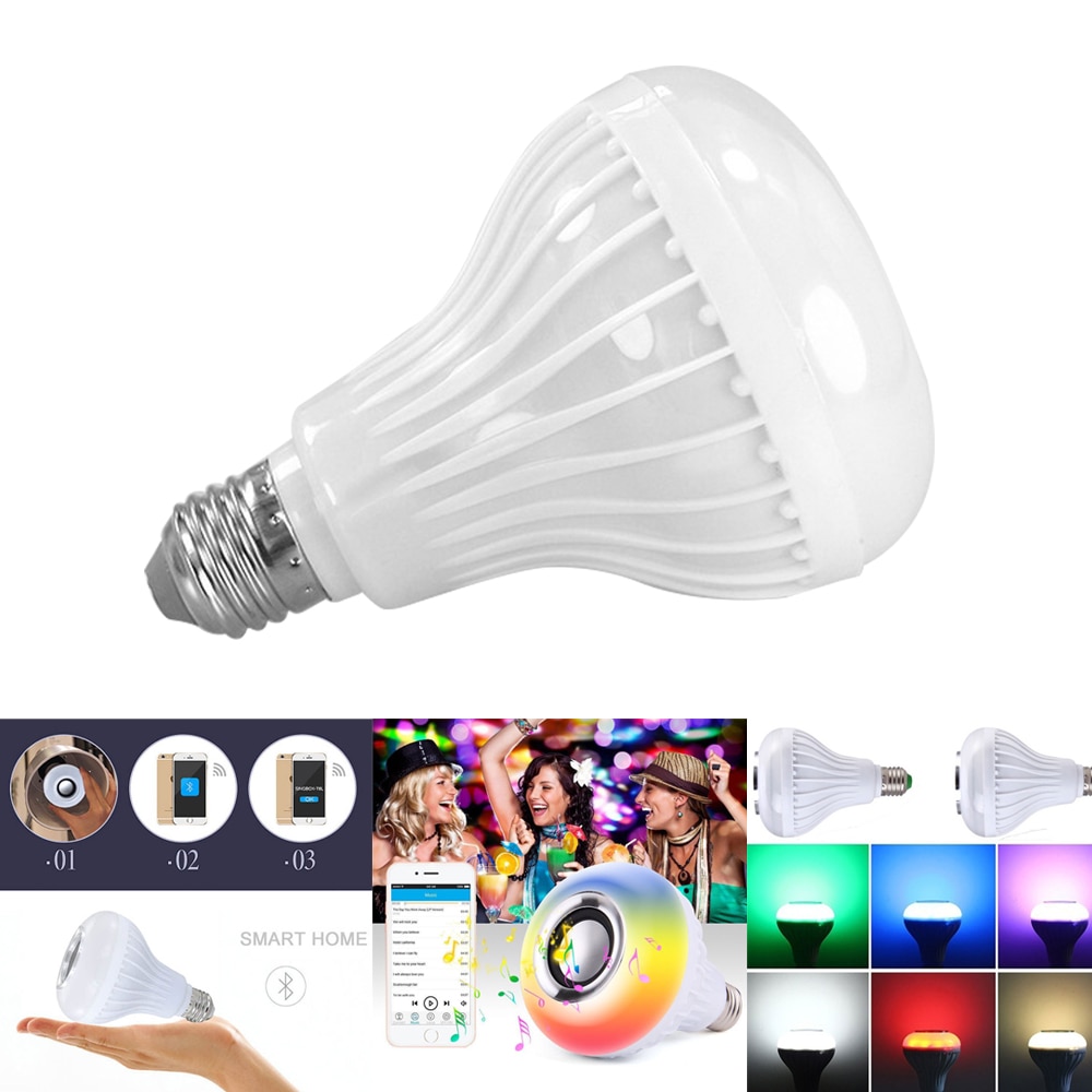 E27 RGB Bluetooth Speaker LED Bulb Light 12W Music Grandado