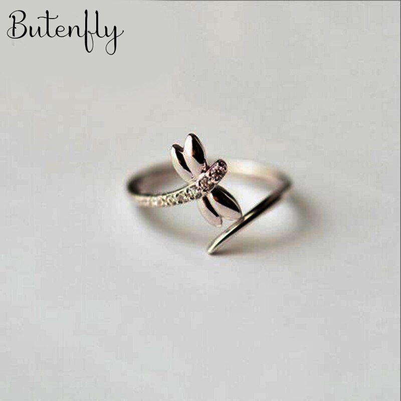 Trendy Zilveren Kleur Crystal Dragonfly Ringen Voo Grandado