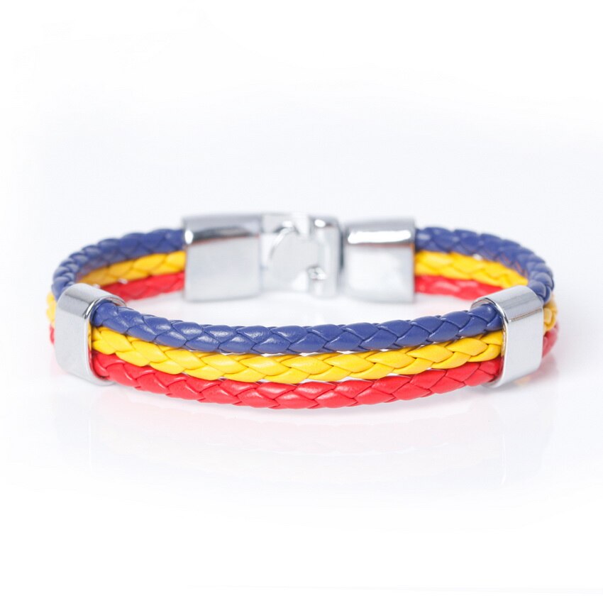 Mode Nationale Spanje Vlag Id Lederen Armband Trendy Gevlochten Surfer