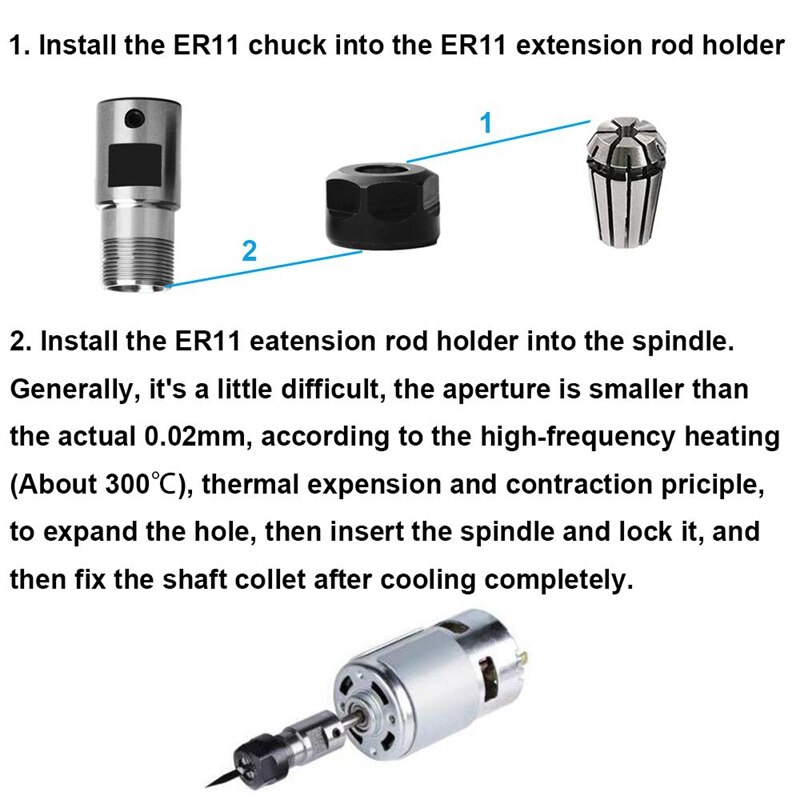 Er11 5Mm eje del Motor pinza mandril eje extensión varilla interior