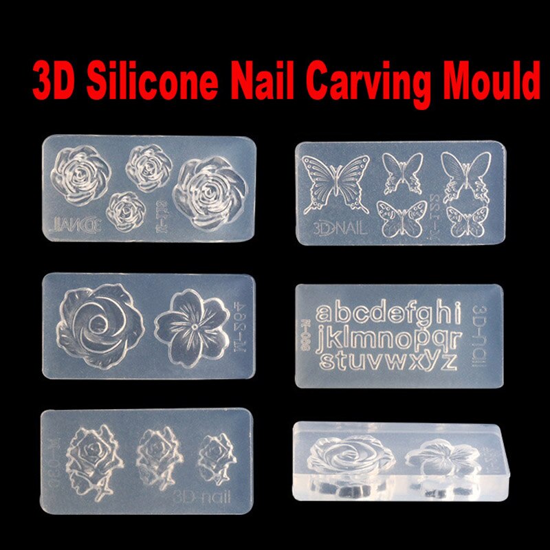 Nail Carving Mold Bloemen Brief Vlinder D Silicon Grandado