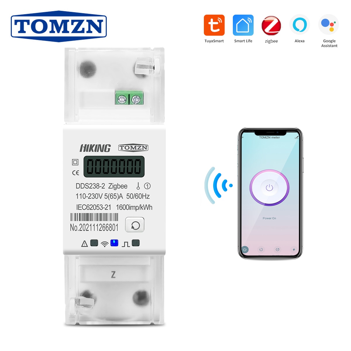 Zigbee Tuya Eenfase 65A Din Rail Wifi Smart Energy Vicedeal