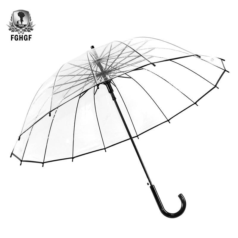 Fghgf Grand Long Manche Nervure Transparent Parapluie M Le Femelle