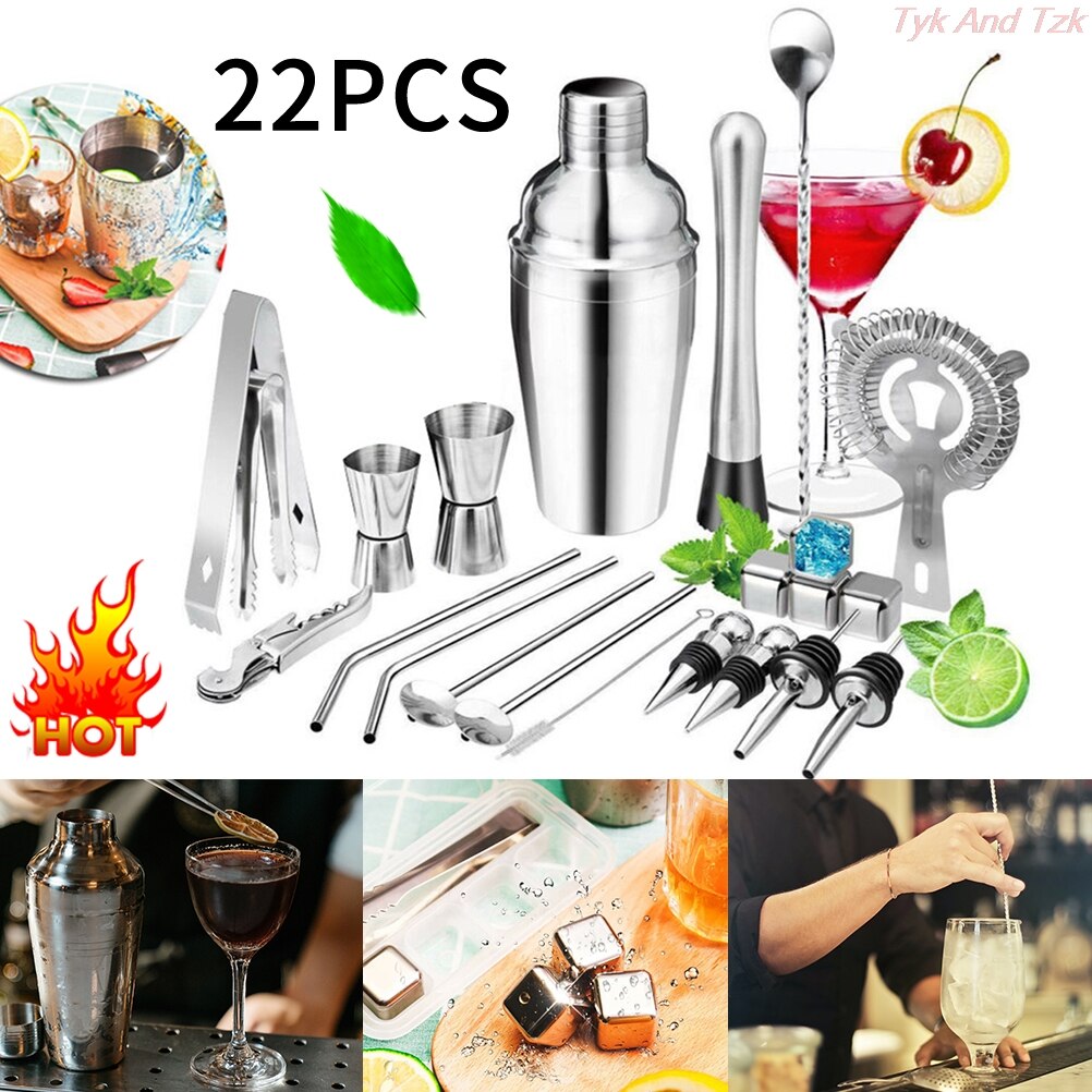 22Pcs 550Ml Cocktail Shaker Set Rvs Bartending Too Grandado