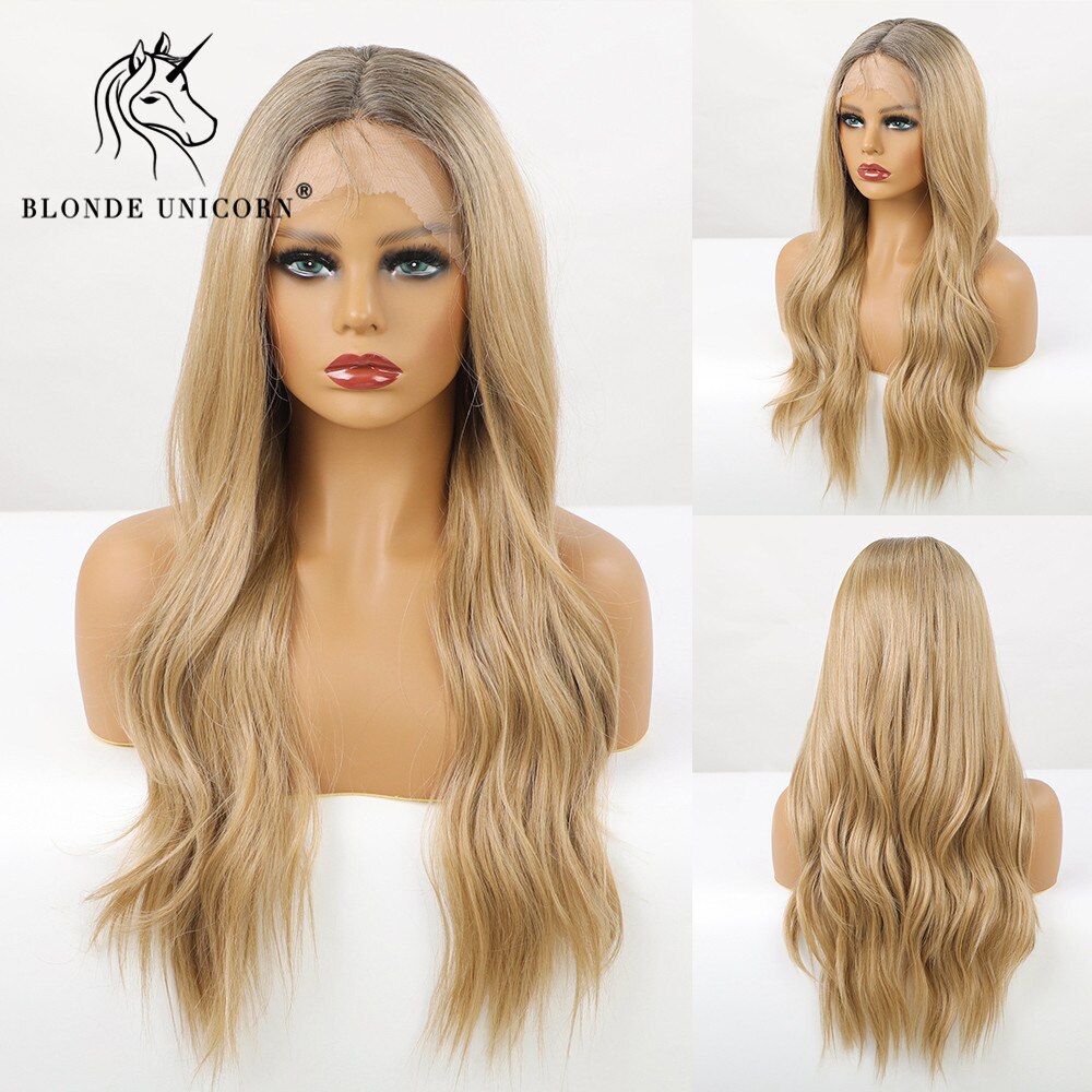 Blonde Eenhoorn Lange Golvende Synthetische Lace D Grandado