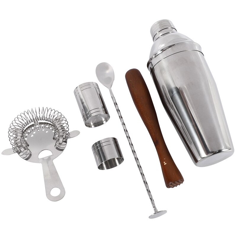 6 Stuks Rvs Cocktail Shaker Bar Set Barman Kit Wij Grandado