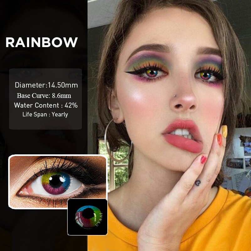 Pcs Pair Cosplay Color Contact Lenses Rainbow Series Eye Contact Lens