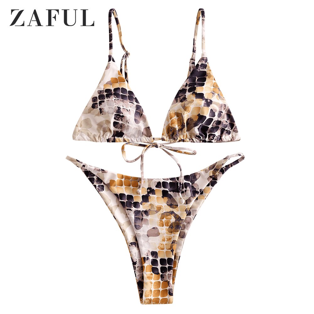 Zaful Gedrukt Tie String Bikini Badpak Grandado